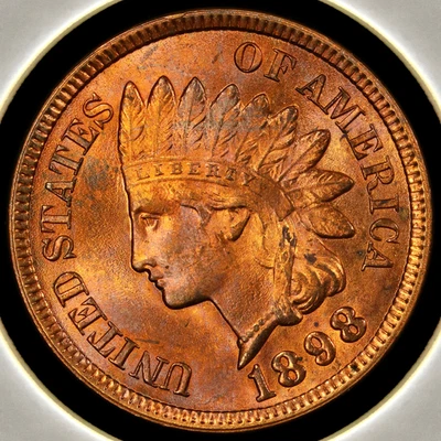 1898 1C Indian Head Cent_ GEM BU MSRD _ Full Red, Attractively Toned _  [JX-791] - Image 1 of 2