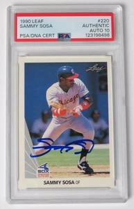 Sammy Sosa CUBS Signed Autograph 1990 Leaf Rookie Card 220 PSA 10 Auto - Picture 1 of 6