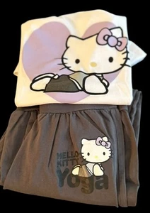 Osho 2k Hello Kitty Foldover Waist Flare Cuffed Yoga Pants w Matching T-shirt 14 - Picture 1 of 11