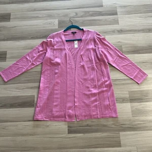 Originally $139 Talbots Womens Open FrontCardigan Plus Size 1X Petite pink Color - Picture 1 of 11