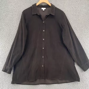 Camisa Jill Mujer Mediana Marrón Pana Cuello Abotonado Manga Larga Informal - Imagen 1 de 10