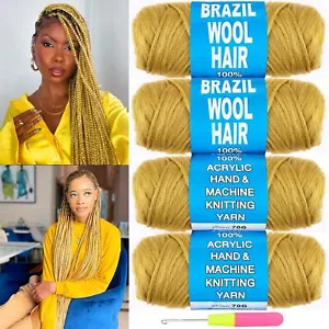 COOKOO Brazilian Wool Hair Yarn 4 Roll for Senegalese Twisting Box Braids Fau... - Picture 1 of 7