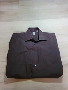 Chemise habillée homme Aster 1973 43 - 17 marron uni col boutonné made in Italy - Photo 1/9