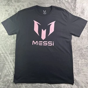 MESSI Collection- Logo Graphic Short Sleeve Tee- Black/ Pink - Size LRG- NWOT - Picture 1 of 6