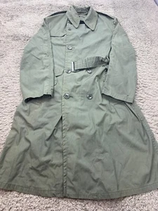 Vtg Military Raincoat Mens 434S Quarpel Army Green 274 Trench Coat USA 60s 70s - Picture 1 of 11
