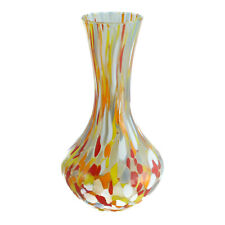 Murano Glass Vase Multi Colour Yellow White Blue Hand Made Millefiori 19cm High