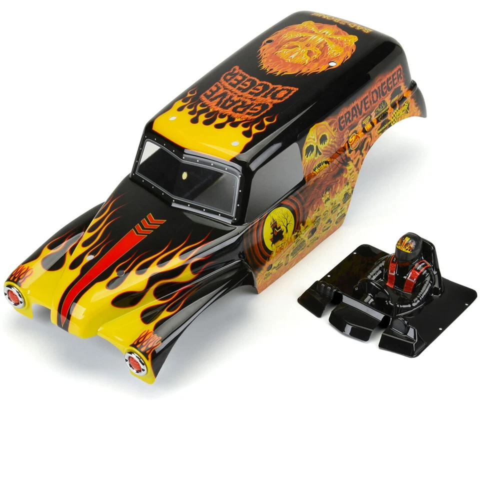 Pro-Line 3593-12 1/10 Grave Digger Fire Red Painted Body Set for Losi LMT - Image 1 of 4