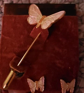 Vintage Dainty Pink Butterfly Stick Pin (2+") & Post  Metal & Enamel  - New  - Picture 1 of 1