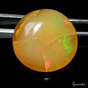 Enorme piedra preciosa redonda ópalo etíope juego de colores natural certificado 29,80 quilates - Imagen 1 de 8