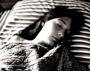 Sleeping Beautiful Young Woman Lady Pierce Nose Peaceful VTG 8x10 B&W Photo F27 - Picture 1 of 2