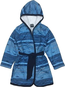 Woodrow & Friends Kid's Sherpa Lined Robe Blue Shark - Picture 1 of 3