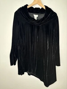Tunica Dintorni Morbidi Media Petite Nera Top Asimmetrico Velluto Stravagante - Foto 1 di 9