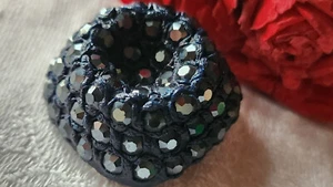 Bouton vintage parurier collection resine strass bleu bijoux  2,6 cm ref 4796 - Picture 1 of 5