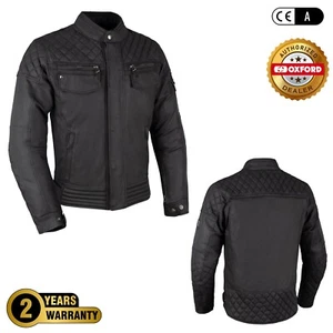 Oxford Hardwick Mens Wax Cotton Motorcycle Motorbike Jacket Black Armour CE - Picture 1 of 21