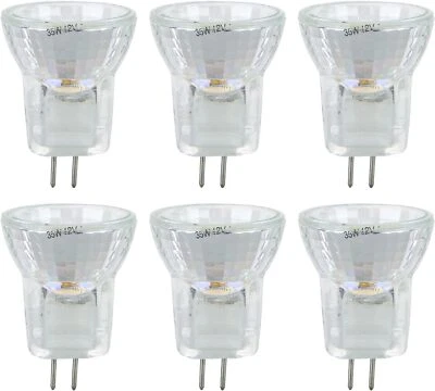 6Pack MR8 Mini Reflector Light Bulbs w/ Cover Guard, G4 Bi-Pin, 35W, 12V, 3200K - Image 1 of 4