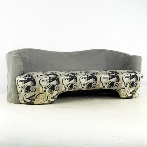 Vladimir Kagan Style Weiman Mid Century Sculptural Curved Sofa Cover