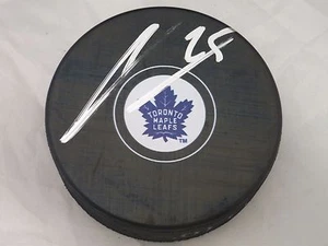 James Van Riemsdyke Toronto Maple Leafs Autographed NHL Logo Puck with COA jvs3 - Picture 1 of 2