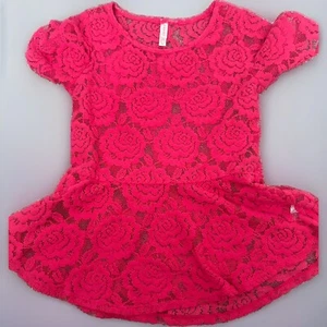 Xhilaration Pink Lace Blouse Top Girls Size 10/12 L - Picture 1 of 9