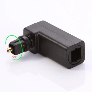 Standard Optical Male Female Toslink SPDIF Joiner Adapter Black 90 Right Angle - Picture 1 of 3