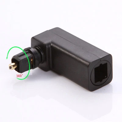 Standard Optical Male Female Toslink SPDIF Joiner Adapter Black 90 Right Angle - Image 1 of 3
