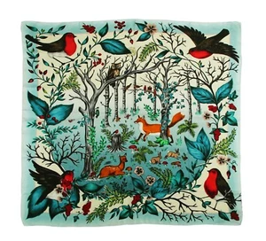New Gorgeous Spring/Summer Multicolour Forest Print 100% Pure Silk Scarf/Stole - Picture 1 of 3