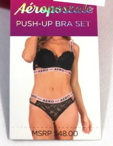 NWT set of AEROPOSTALE  PUSH UP bra AND THONG PINK LACE - Bild 1 von 8