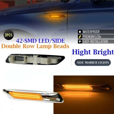 Chrome Sequential Fender LED Side Marker Lights For 2011-2013 BMW 528i 535i 550i Foto 1 de 4