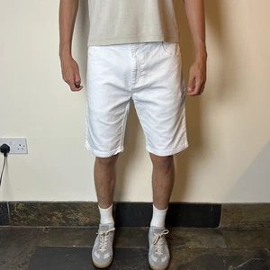 Vintage 90s denim canvas shorts jorts white relaxed fit men’s W32 10L - Picture 1 of 7