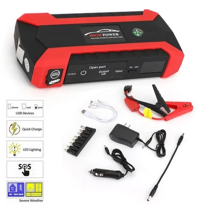 Power Bank 12V 89800mAh Car Jump Starter Pack Booster LCD 4 USB Charger Battery - Image 1 of 4