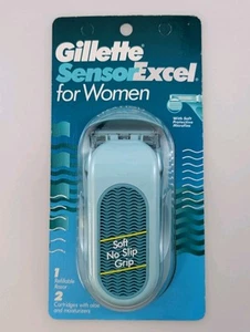 VTG Gillette Sensor Excel For Women 1 Razor + 2 Cartridges New Old Stock Blue - Picture 1 of 4