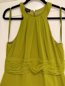 Hobbs lime green 100% silk halter neck evening dress, size 16, worn once - Picture 1 of 6