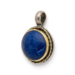 Vintage Lapis Lazuli & Sterling Silver Pendant Tribal Ethnic Style Two-Tone 5g - Bild 1 von 9