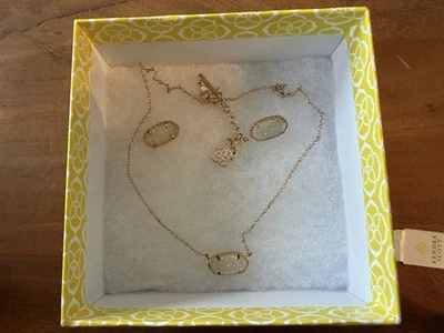 Kendra Scott Elisa Collar y Juego de Tachuelas Pendientes Piedra Oro Rosa Foto 1 de 4