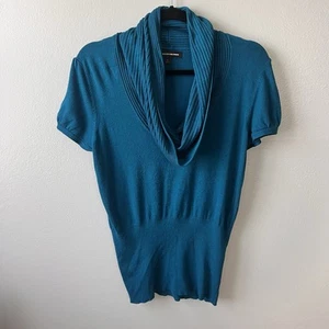 Express Design Studio Y2K Stretch-Bluse Wasserfallausschnitt türkis - Bild 1 von 6