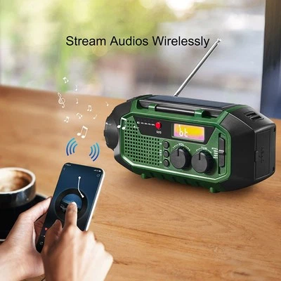 AM FM Weather Band Portable Radio with Solar and Hand Crank Power Source - Image 1 of 4