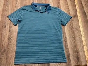 Under Armour Shirt, Youth Boys Size XL, Green, Striped, Athletic Wear, Polo - Picture 1 of 10
