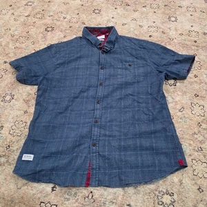 7Diamonds Plaid Short Sleeve Button Down Shirt Mens Size XL Blue Red Made Well - Picture 1 of 8