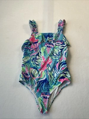 Tommy Bahama One Piece Swimsuit Tropical print Toddler Girl Size 8 Blue See Pics - Image 1 of 4