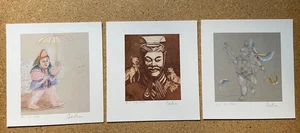 GUNDA OEHM set of 3 ORIGINAL SIGNED PRINT Chinese Artist Lufthansa artwork boy - Picture 1 of 4