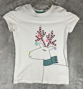 Cat & Jack Tee T-shirt Reindeer Christmas Girls SZ S 6/6x - Picture 1 of 5
