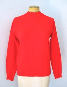 Suéter Secretaria Cuello Alto Simulado Acrílico Rojo Cereza Años 60 De Colección Cuello Trasero Cremallera 40 - Imagen 1 de 5