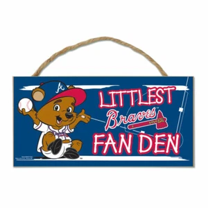 MLB LITTLEST BRAVES FAN DEN SIGN 5 X 10 WOODEN WITH ROPE HANGER NEW - Picture 1 of 1
