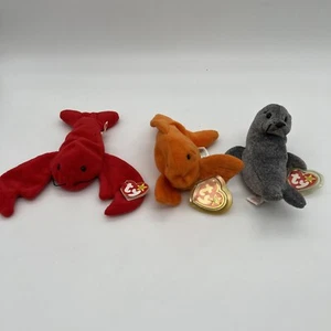 TY BEANIE BUDDY 3er-Set mit Etikett, Meeresmotiv - Goldie, Slippery, Pinchers - Bild 1 von 6