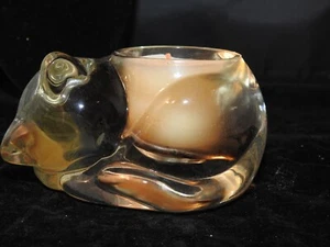 Avon Cat Shape Candle Holder Clear Glass - Picture 1 of 5