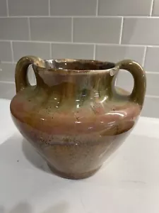 European FRANCE FRENCH Antique Brown Drip Glaze Old Pottery Vase - Picture 1 of 9