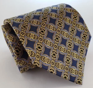 SALIARI 59L Blue, Gold & Black Geometric Silk Mens Neck Tie - Picture 1 of 5