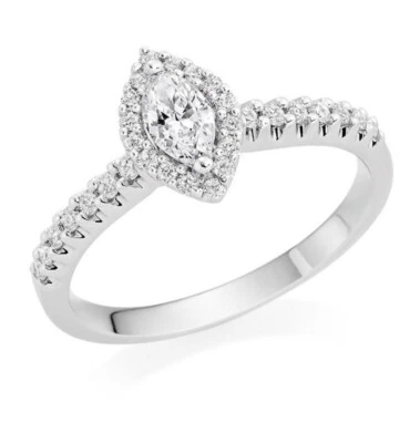 BEAVERBROOKS 18CT WHITE GOLD MARQUISE HALO 0.40ct DIAMOND ENGAGEMENT RING I½ - Image 1 of 4