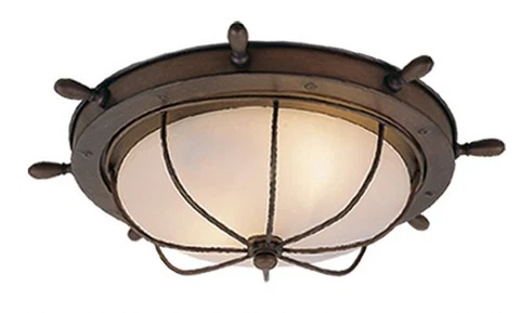 Vaxcel OF25515RC Orleans 2-Light Outdoor Ceiling in Coastal and Ships Wheel Cover