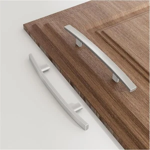 10 Pack Curved Cabinet Handles Brushed Nickel, Solid Arch Kitchen Cabinet Pulls, - Picture 1 of 8