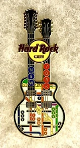 HARD ROCK CAFE NEW YORK SUBWAY MAP NEW YORK CITY DOUBLENECK GUITAR PIN # 37556 - Picture 1 of 1